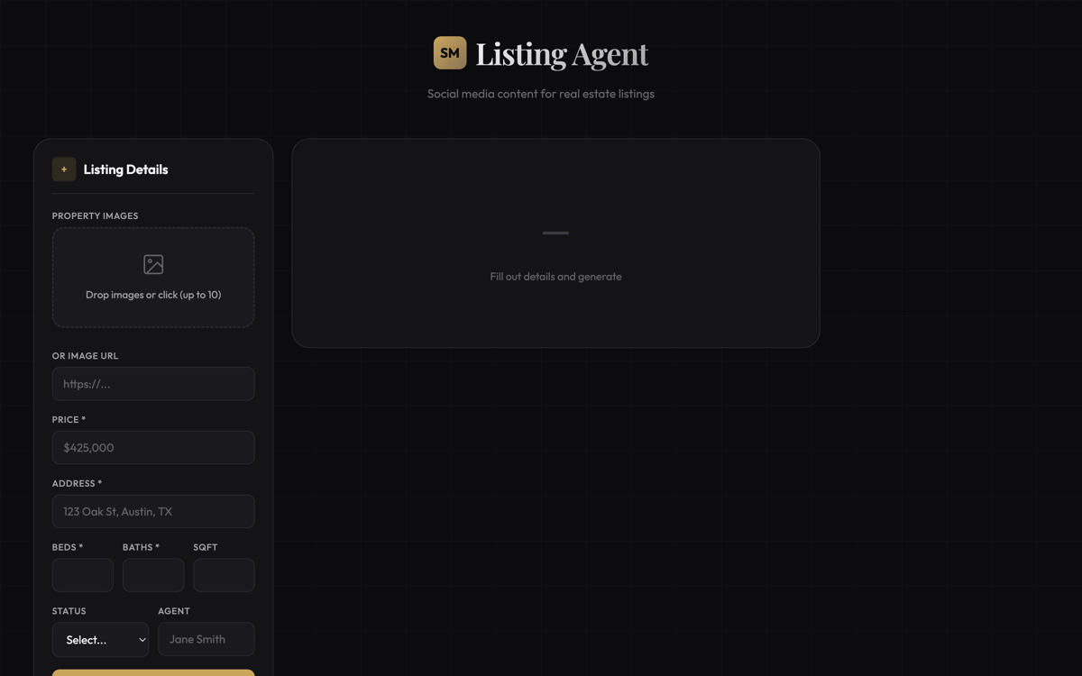 SM Listing Agent screenshot