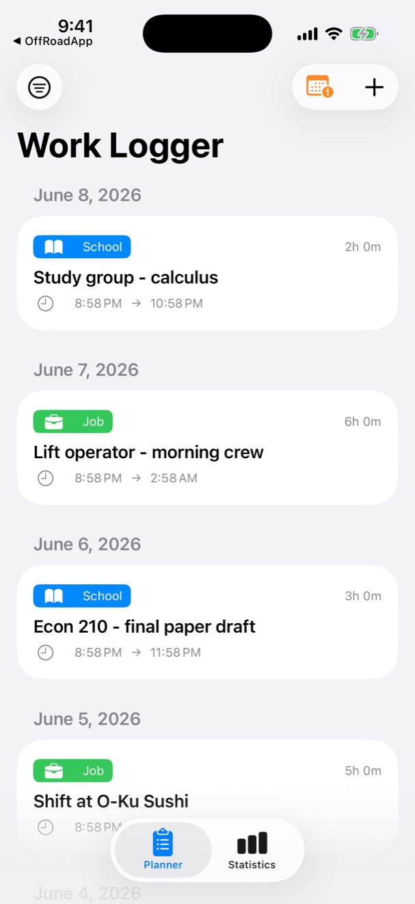 Work Logger screenshot